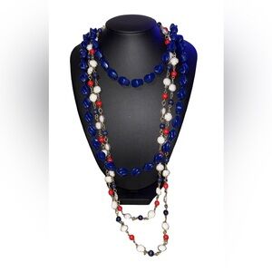 Vintage Signed Sarah Cov Red, White & Blue Necklace Bundle